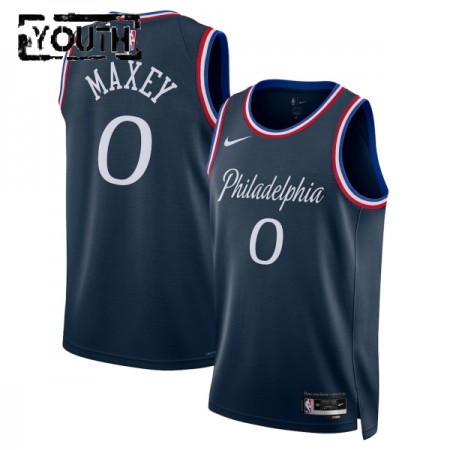 Canotte Bambino Philadelphia 76ers Tyrese Maxey Nike 2025-26 City Edition Navy Swingman